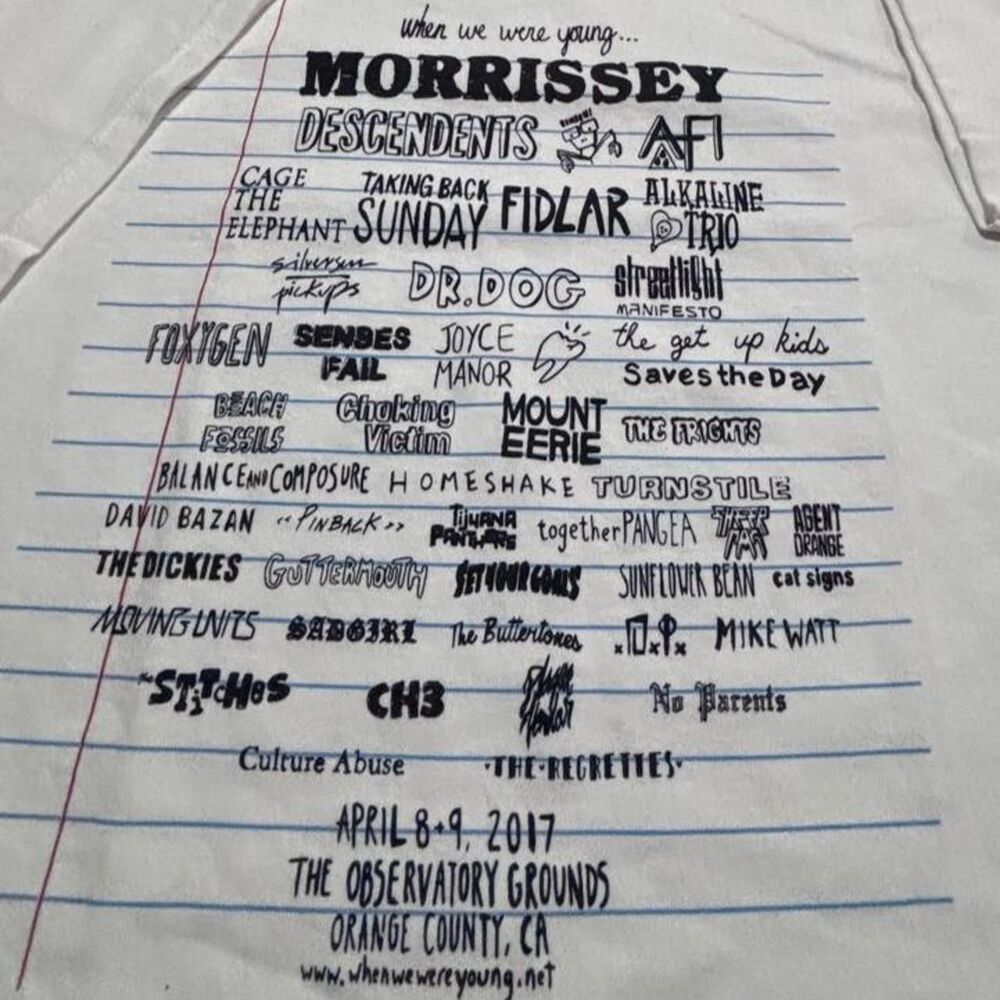 2017 When We Were Young Fest Lineup Tee - Morrissey Descendents Turnstile